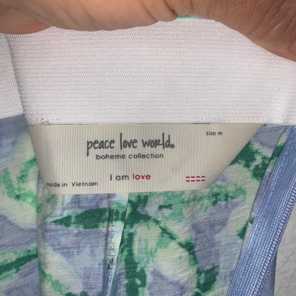Peace Love World Boheme Green Lavender Tie Dye Tiered Maxi Skirt Womens Medium - Picture 6 of 7